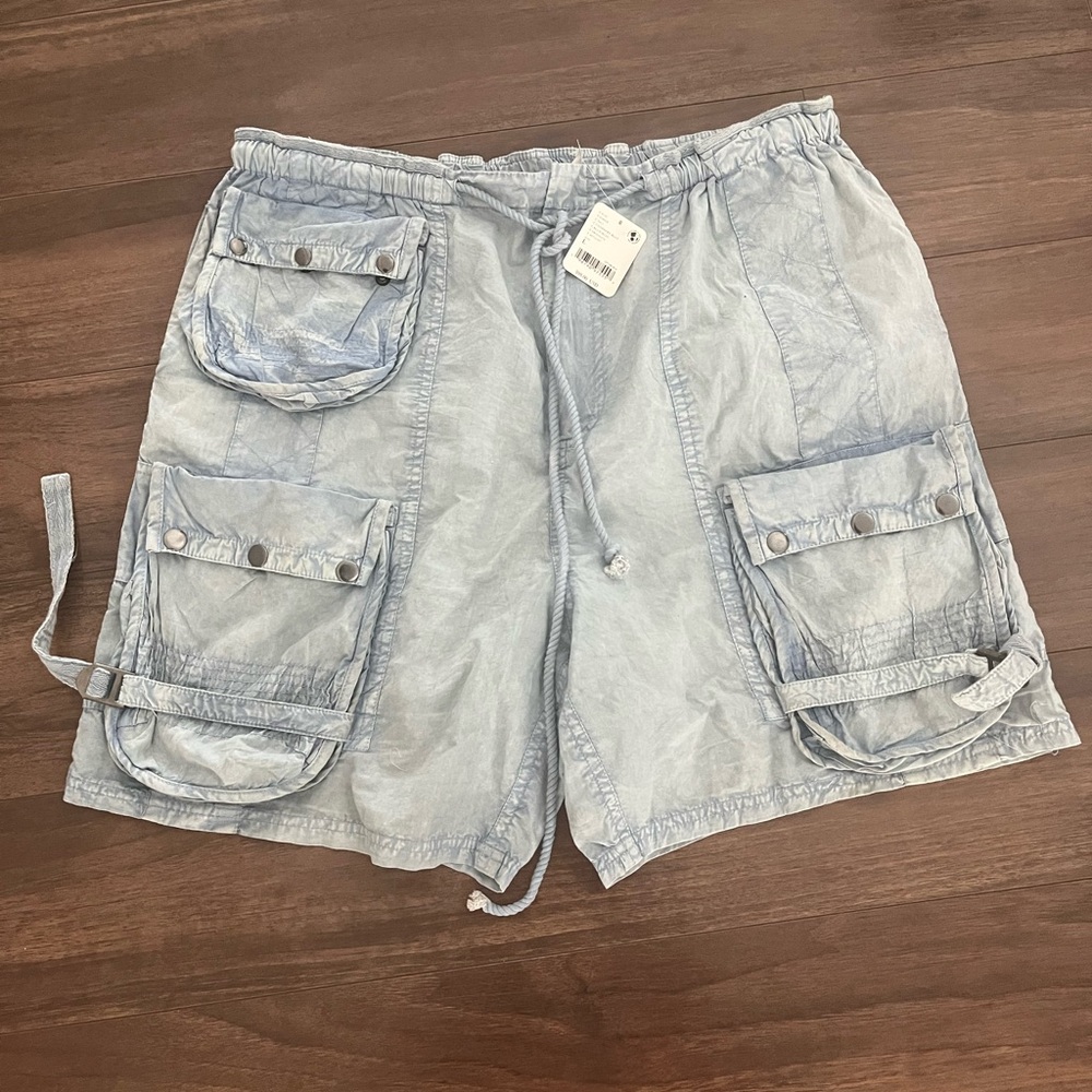 Free people cargo shorts light blue